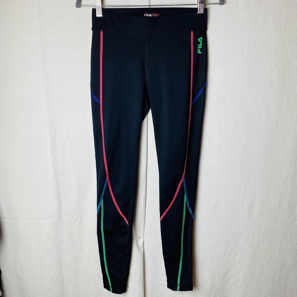 Fila black colorful thread capri leggings - Picture 2 of 5